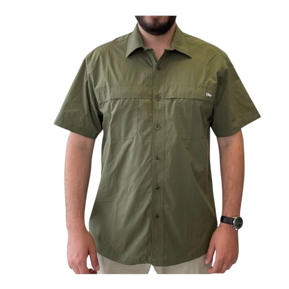 Tilley Men's Shirt Mens Medium Short Sleeve Lightweight Wicking Green